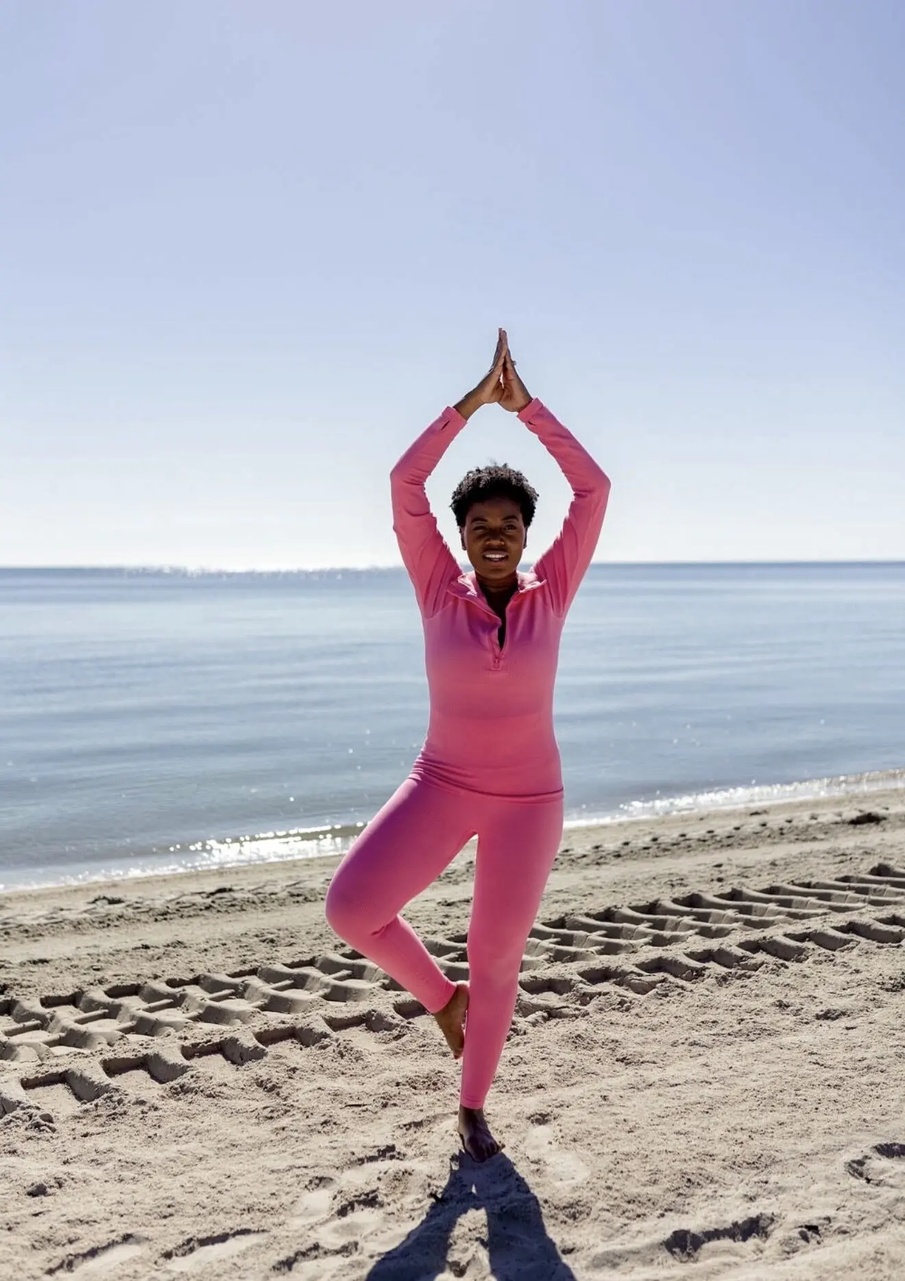 Beach yoga at sunrise