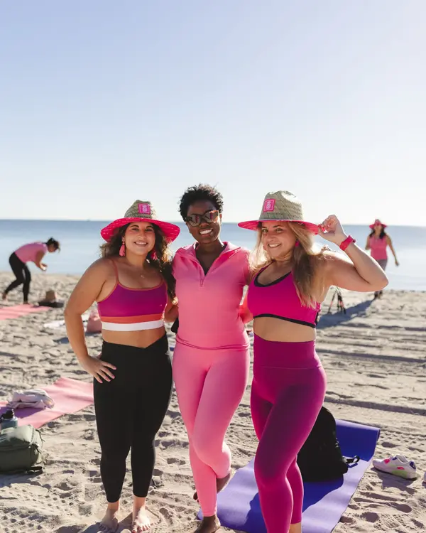 Sharonda and friends at beach yoga
